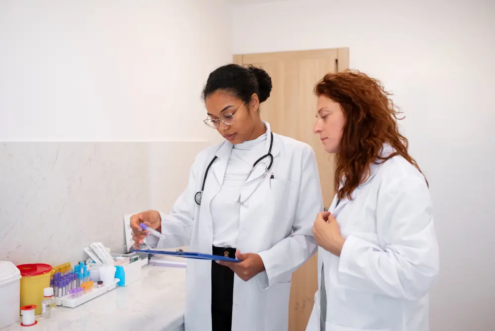 enfermeiras analisando exames